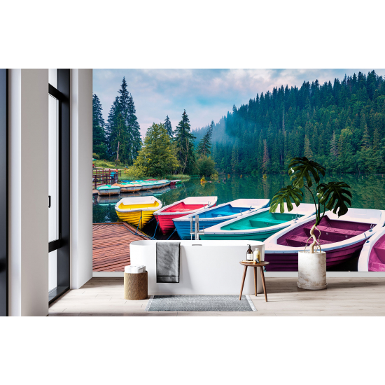 Papel pintado panorámico - Barcos en el lago