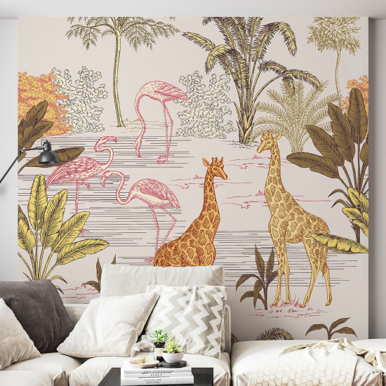 Papel pintado panorámico - Bosque Animales