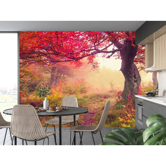 Papel pintado panorámico - Bosque rosa
