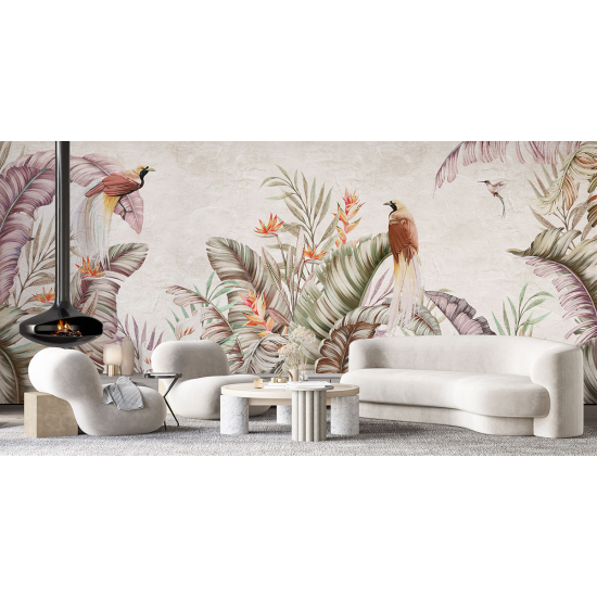 Papel pintado panorámico - Bosque tropical Aves