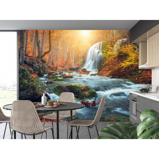 Papel pintado panorámico - Cascadas Bosque