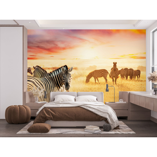 Papel pintado panorámico - Cebras Sabana