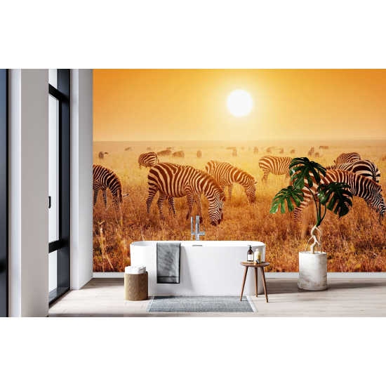 Papel pintado panorámico - Cebras Sabana