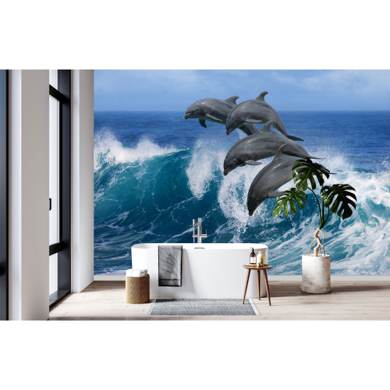 Papel pintado panorámico - Delfines
