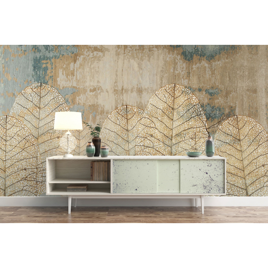 Papel pintado panorámico - Diseño de hojas tropicales