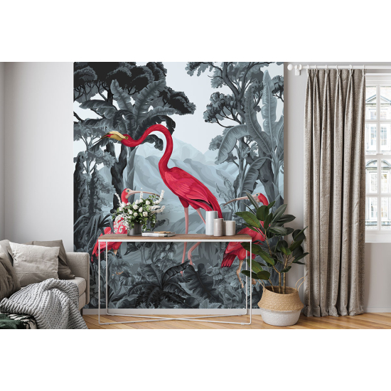 Papel pintado panorámico - Flamenco Rosado Aves