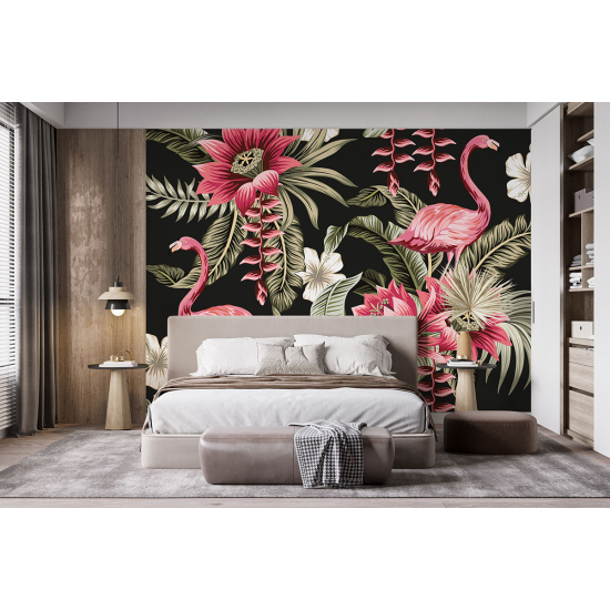 Papel pintado panorámico - Flamencos rosas