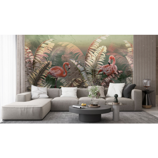 Papel pintado panorámico - Flamencos rosas