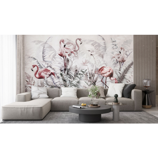 Papel pintado panorámico - Flamencos rosas
