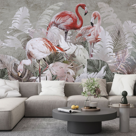 Papel pintado panorámico - Flamencos rosas