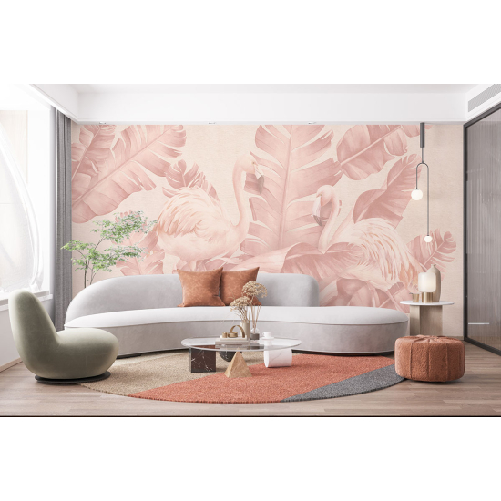 Papel pintado panorámico - Flamencos rosas