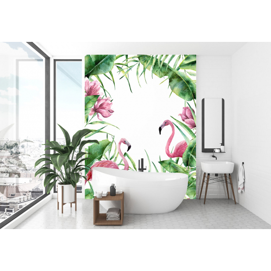 Papel pintado panorámico - Flamencos rosas