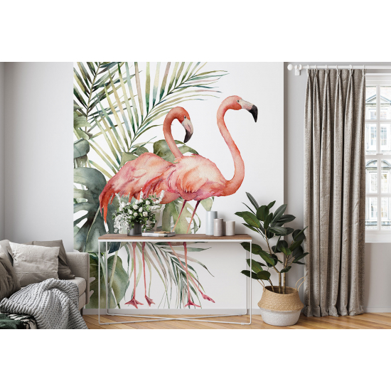 Papel pintado panorámico - Flamencos rosas
