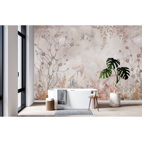 Papel pintado panorámico - Flamencos rosas