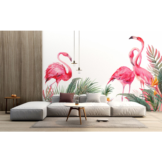 Papel pintado panorámico - Flamencos rosas