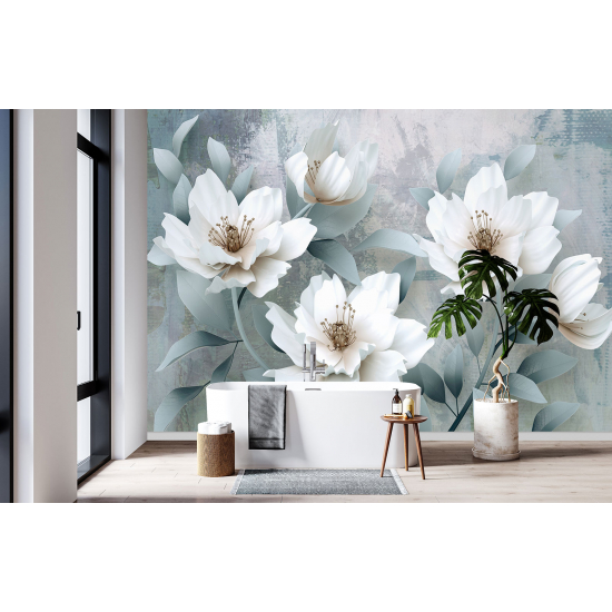 Papel pintado panorámico - Flores Efecto 3D