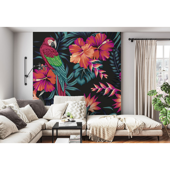 Papel pintado panorámico - Flores Loro