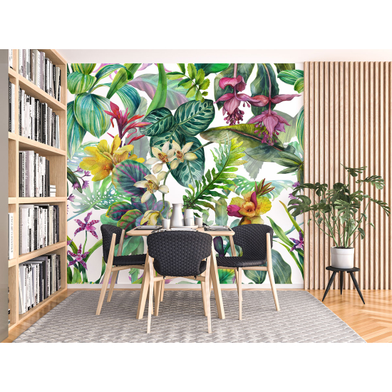 Papel pintado panorámico - Flores tropicales