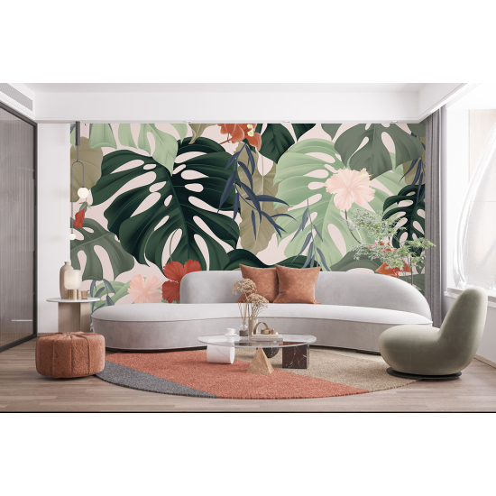 Papel pintado panorámico - Flores tropicales