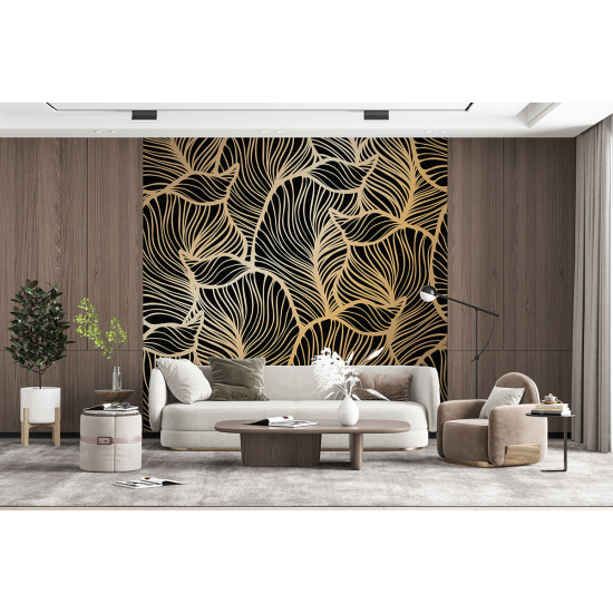 Papel pintado panorámico - Hojas doradas