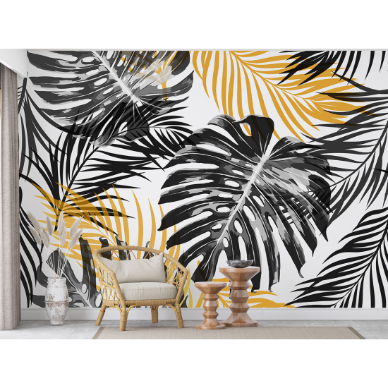 Papel pintado panorámico - Hojas tropicales
