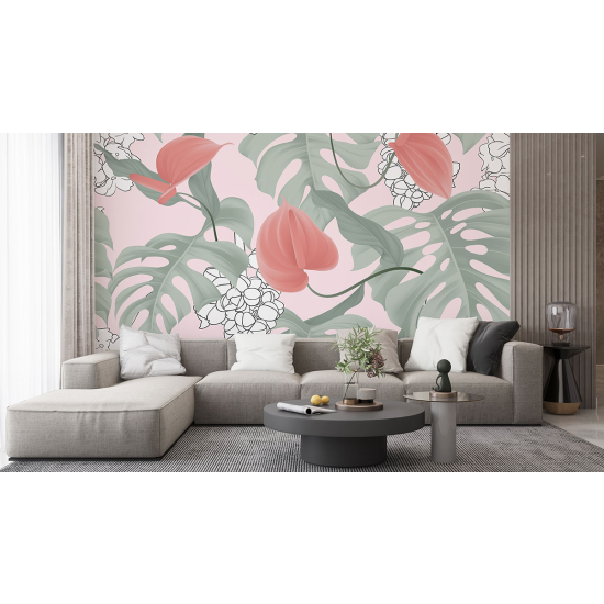 Papel pintado panorámico - Hojas tropicales
