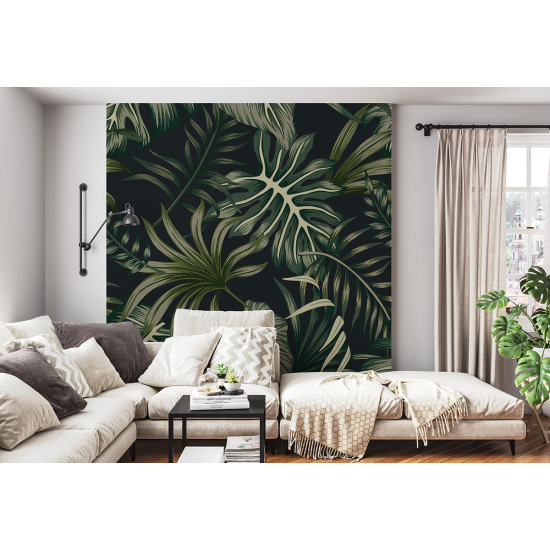 Papel pintado panorámico - Hojas tropicales