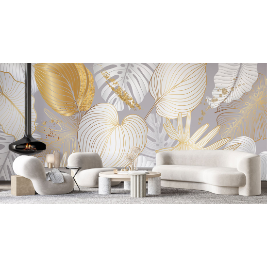 Papel pintado panorámico - Hojas tropicales