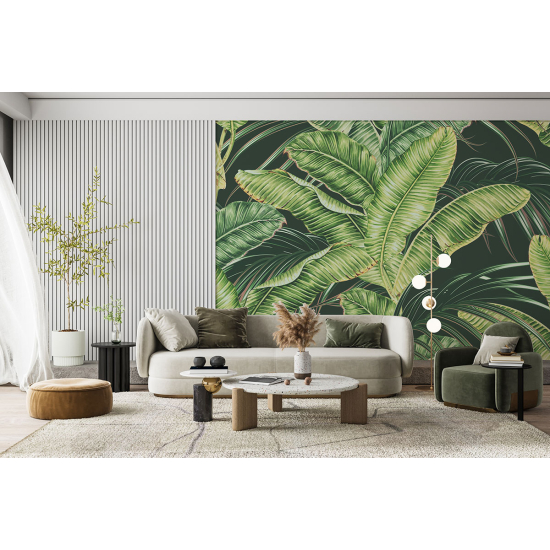 Papel pintado panorámico - Hojas tropicales