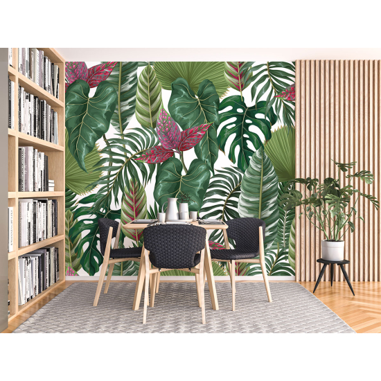 Papel pintado panorámico - Hojas tropicales