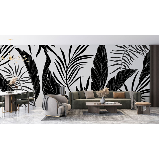 Papel pintado panorámico - Hojas tropicales