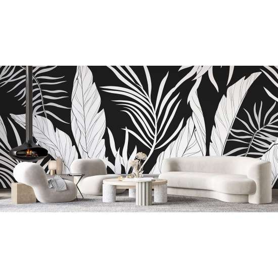 Papel pintado panorámico - Hojas tropicales