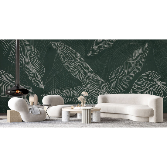 Papel pintado panorámico - Hojas tropicales