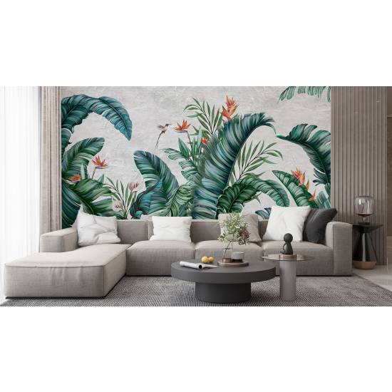 Papel pintado panorámico - Hojas tropicales
