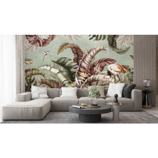 Papel pintado panorámico - Hojas tropicales