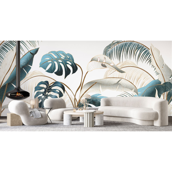Papel pintado panorámico - Hojas tropicales