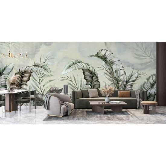 Papel pintado panorámico - Hojas tropicales