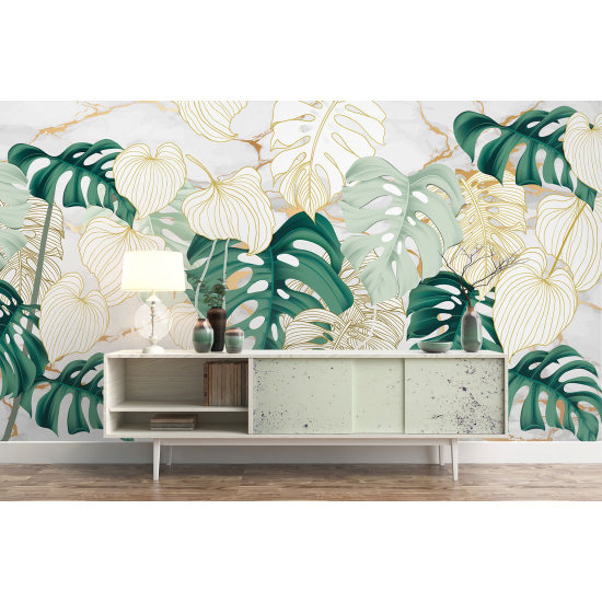Papel pintado panorámico - Hojas tropicales