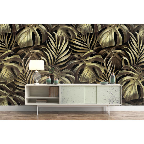 Papel pintado panorámico - Hojas tropicales