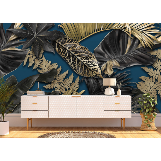 Papel pintado panorámico - Hojas tropicales