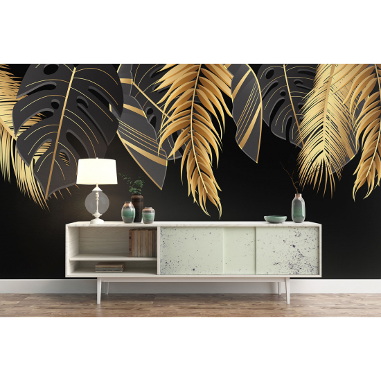 Papel pintado panorámico - Hojas tropicales
