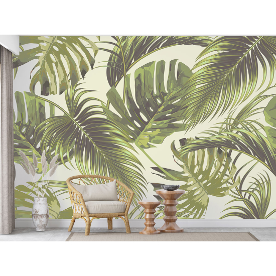 Papel pintado panorámico - Hojas tropicales