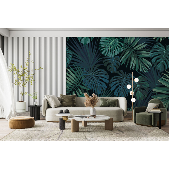 Papel pintado panorámico - Hojas tropicales