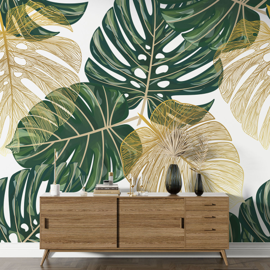 Papel pintado panorámico - Hojas tropicales