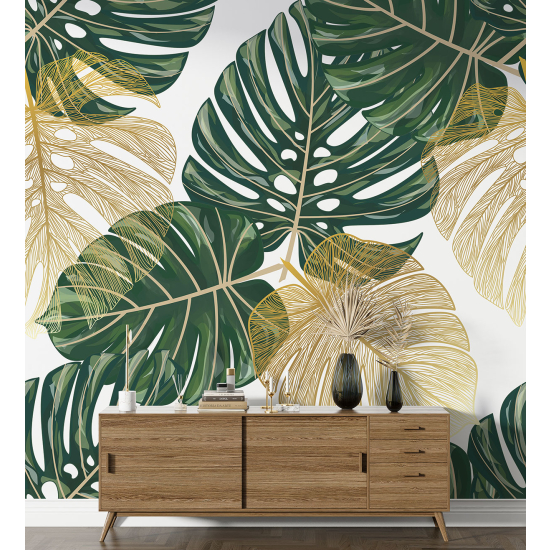 Papel pintado panorámico - Hojas tropicales