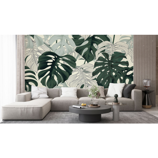 Papel pintado panorámico - Hojas tropicales