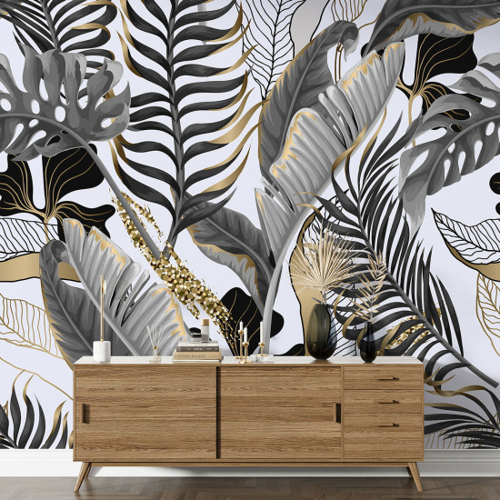 Papel pintado panorámico - Hojas tropicales