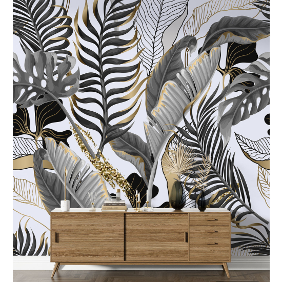 Papel pintado panorámico - Hojas tropicales