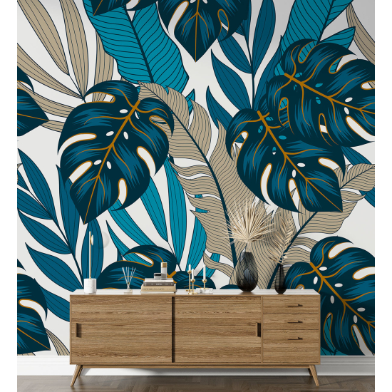 Papel pintado panorámico - Hojas tropicales