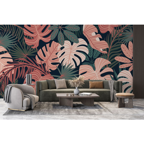 Papel pintado panorámico - Hojas tropicales
